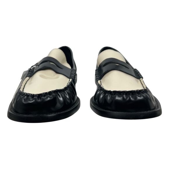 Mango Two Tone Leather Penny Loafer Black & White Size 39/ 8.5 - Picture 4 of 12